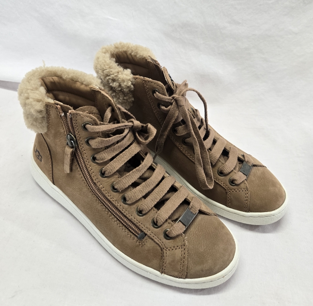 UGG Women's Size 8.5 Tan High Top Sneakers Chestnut Suede New
